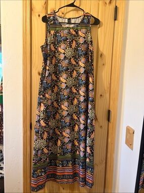 SHEIN Black Maxi Dress with Multicolor Floral Paisley Print